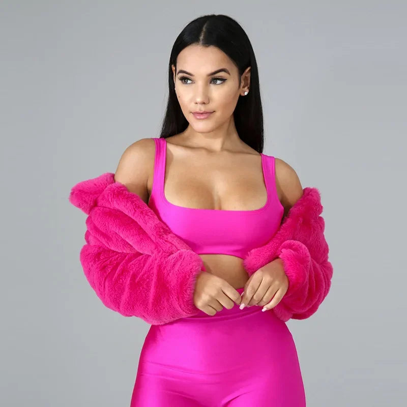Thick Faux Fur Jacket Women Autumn Winter Maxi Short Coat Warm Luxury Fur Black Parkas Bontjas Pink Furry Shaggy Outerwear