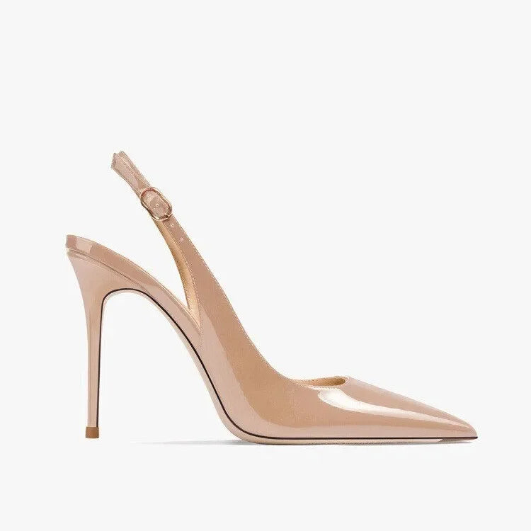 Sexy high-heeled sandals with pointed tips and elegant 2025 summer patent leather strappy fashionable party women's shoes