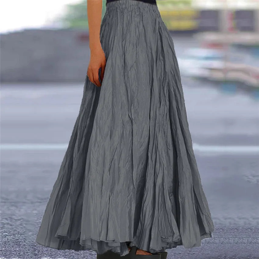 Fashionable Pleated A-line Skirt Spring Summer New Women's Solid Color Half Length Skirt With Elegant Pleats Floor Length Skirt