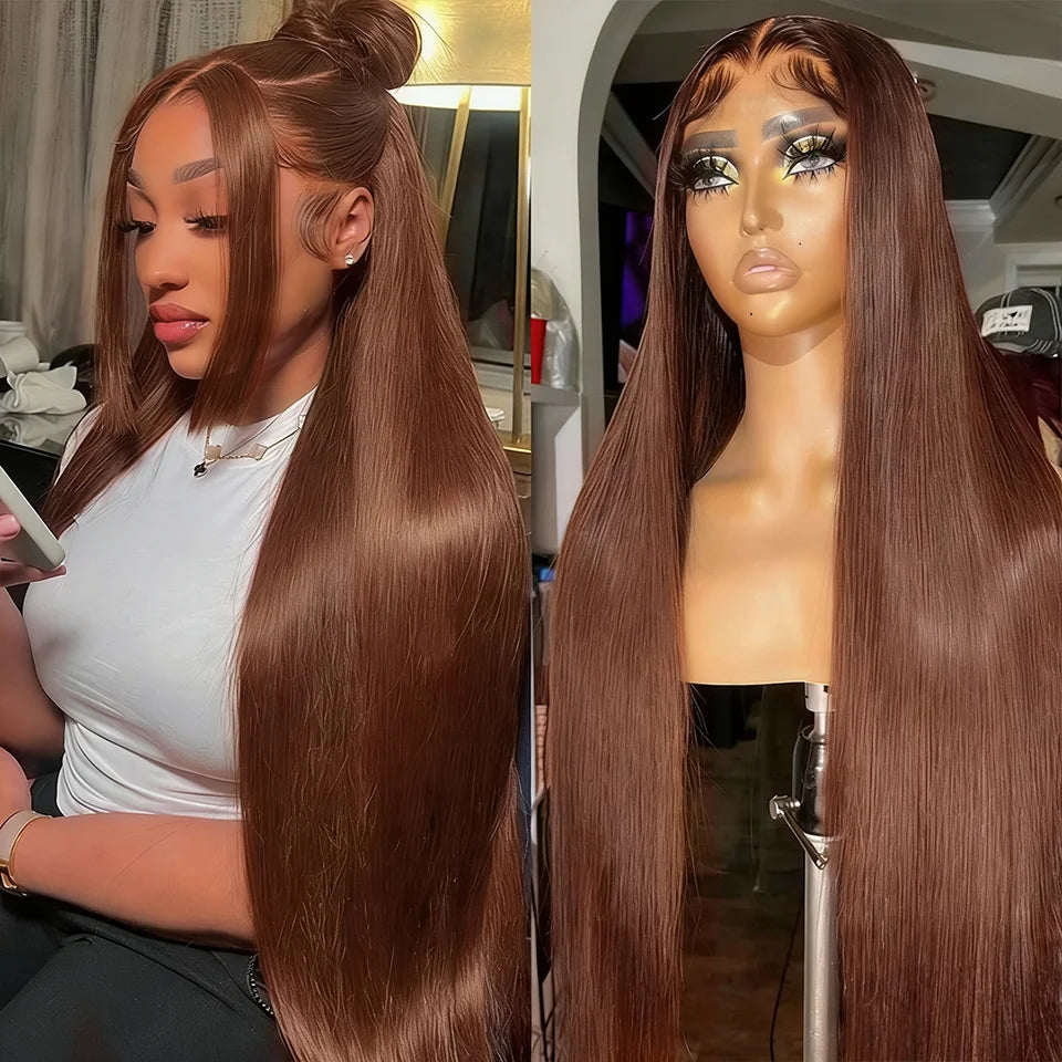 Straight #4 Chocolate Brown Raw Virgin Human Hair Weave Bundles 1/3/4Pcs Indian Bone Straight Extension For Women Sale Clearance