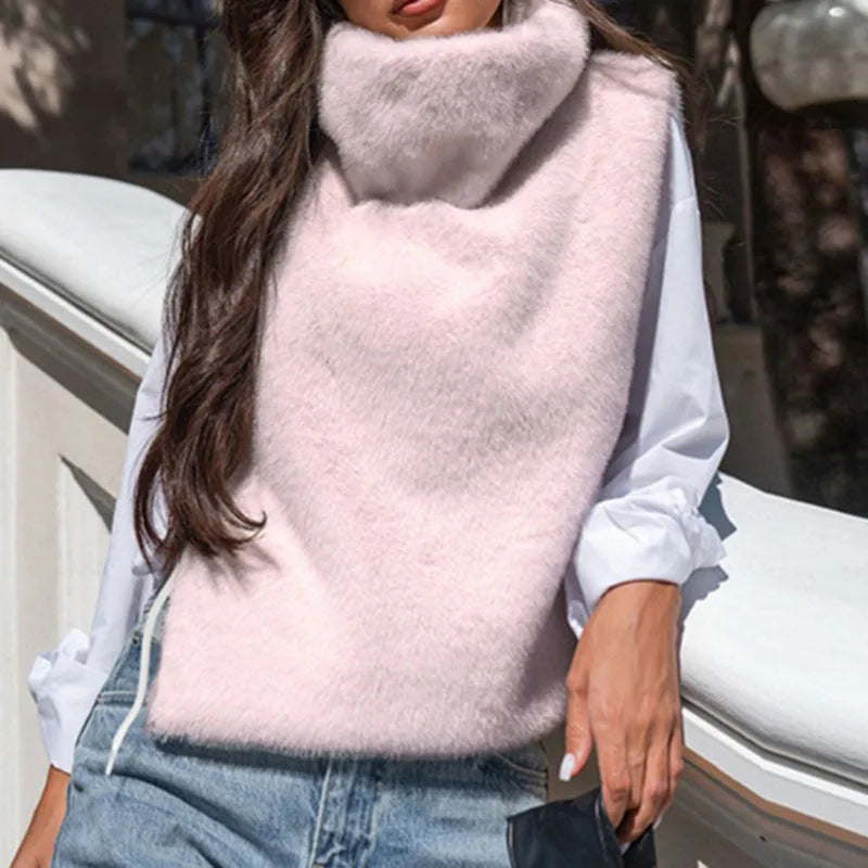 KUCLUT 2025 Autumn Winter Plush Vest For Women High-End Faux Mink Velvet High Collar Elegant Waistcoat Top Female 1A1010