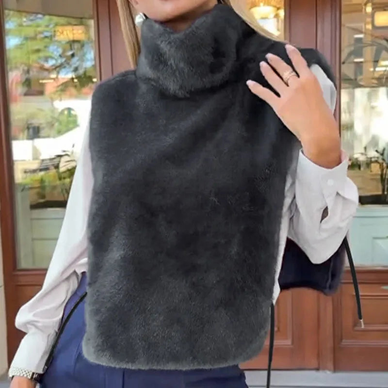 KUCLUT 2025 Autumn Winter Plush Vest For Women High-End Faux Mink Velvet High Collar Elegant Waistcoat Top Female 1A1010
