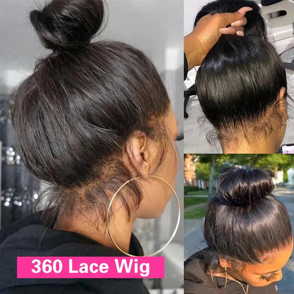 210 Density Bone Straight Human Hair Wig 360 Full Lace Front Wig 40 Inch Pre Plucked Brazilian 13x6 Lace Frontal Wig For Women