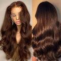 Chocolate Brown Human Hair Wig 200 Density 13X6 Body Wave Lace Front Wigs Human Hair HD Frontal Wigs Pre Plucked Brazilian  Hair