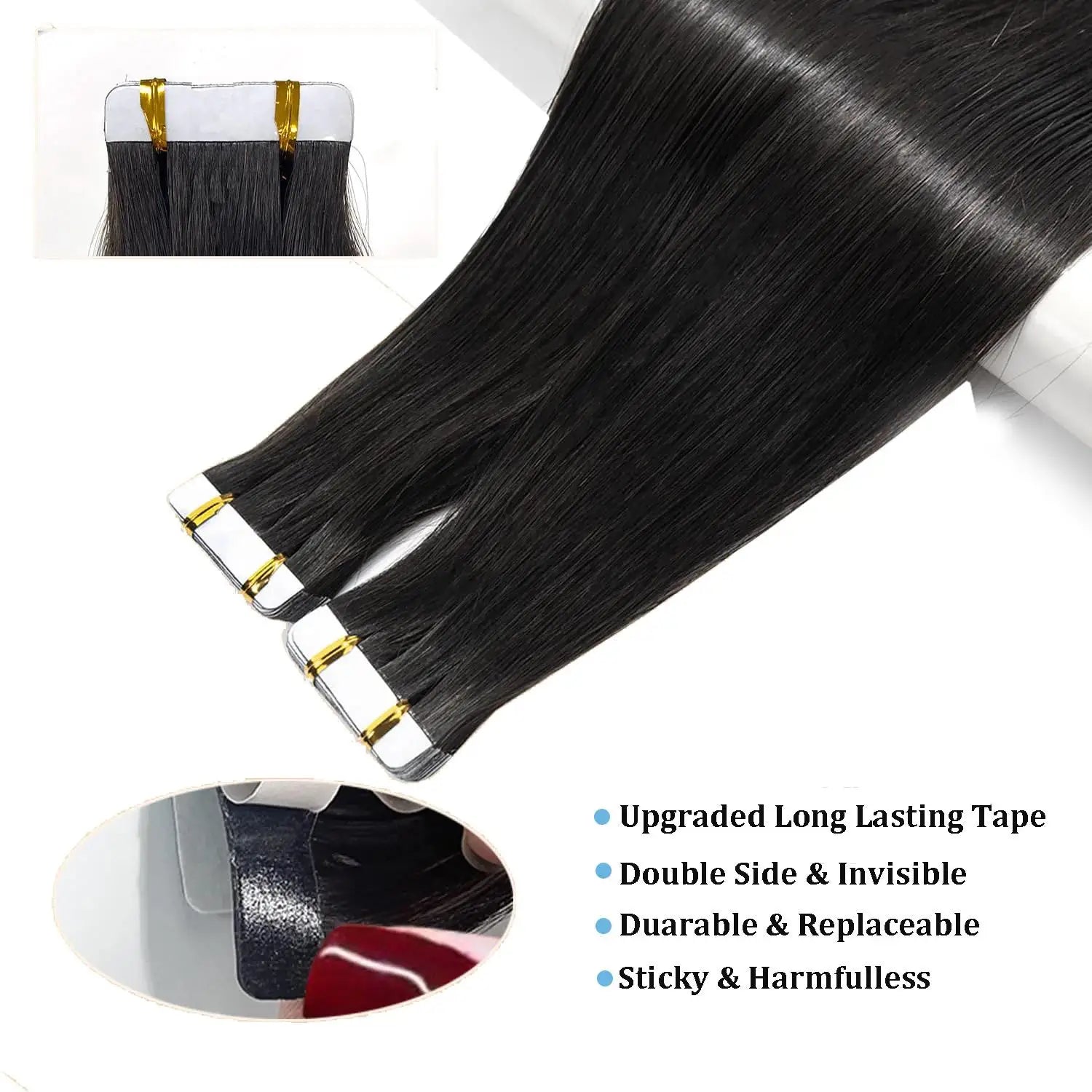 25 pcs Straight Tape In Hair Extensions 100% Human Hair 30 Inch Brazilian Invisible Seamless Weft PU Tape In Raw Hair Extensions