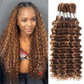 30Inch Colored Human Hair Bulk For Boho Braiding Curly Brazilian Highlight Deep Wave Human Hair Extension No Weft 2 Bundles 110g