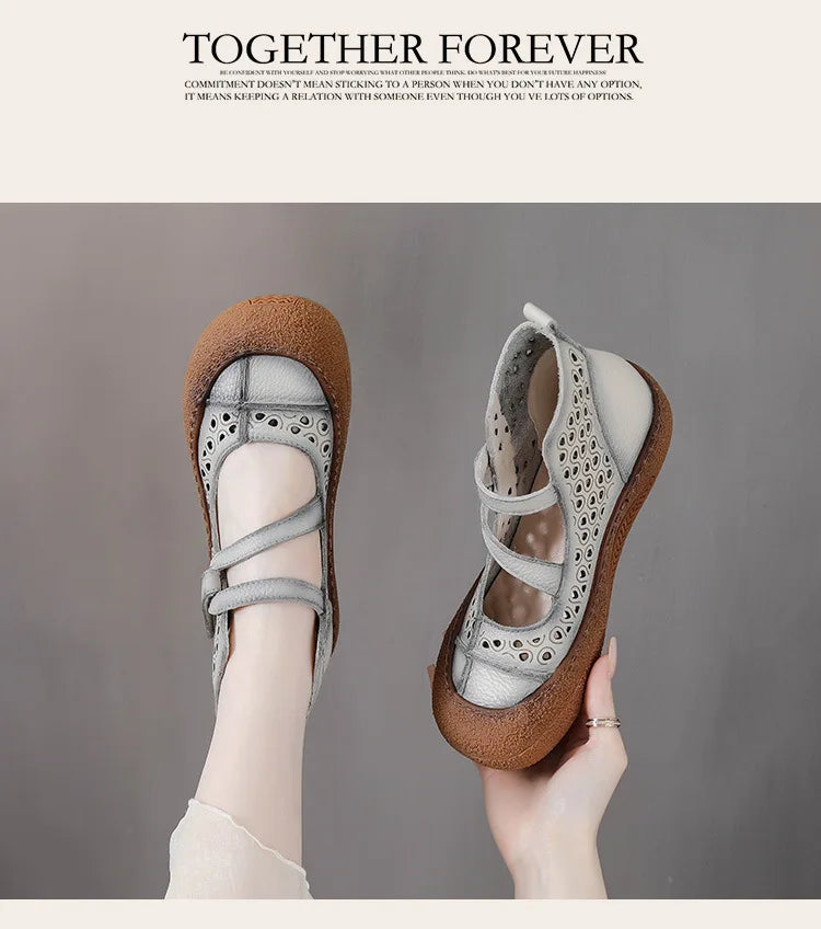 GKTINOO 2026 Summer Retro Handmade Women's Shoes Genuine Leather Soft Bottom Mom Sandals Cowhide Hollow Out Casual Sandal Boots