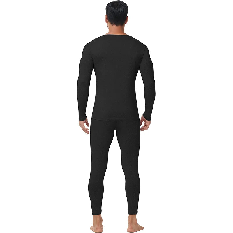 Winter Autumn Men Thermal Underwear Set Warm Long Johns Round Neck Long Sleeve Top Breathable Base Layer Soft Compression Bottom