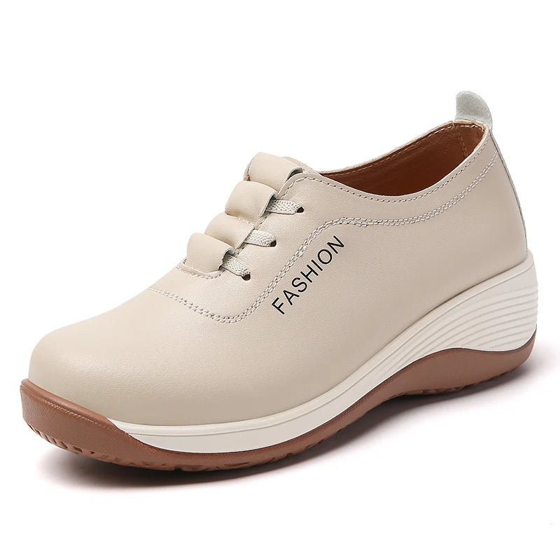 New women's 43 casual shoes, 100% genuine leather breathable and fashionable leather shoes for walking