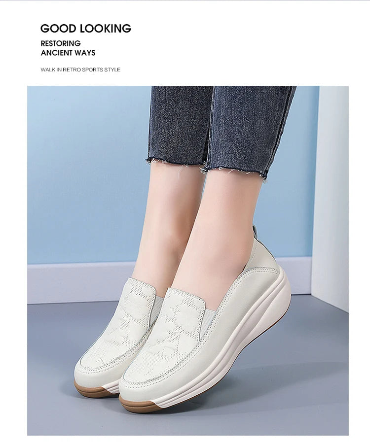 New women's 43 casual shoes, 100% genuine leather breathable and fashionable leather shoes for walking