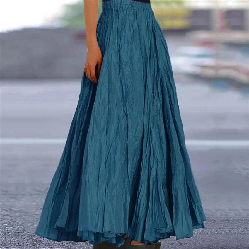 Fashionable Pleated A-line Skirt Spring Summer New Women's Solid Color Half Length Skirt With Elegant Pleats Floor Length Skirt