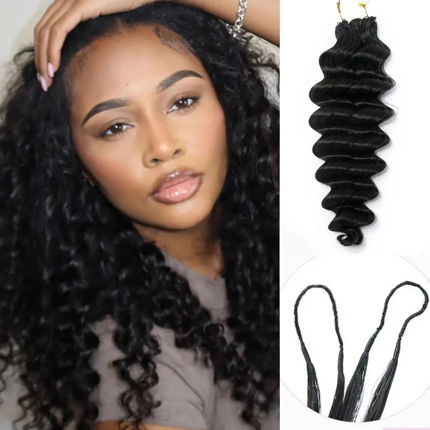 Knotless Pre-Separated Crochet Hair Extensions Human Hair Deep Wave Feather Crochet Braid Human Hair Extensions 60g/pack
