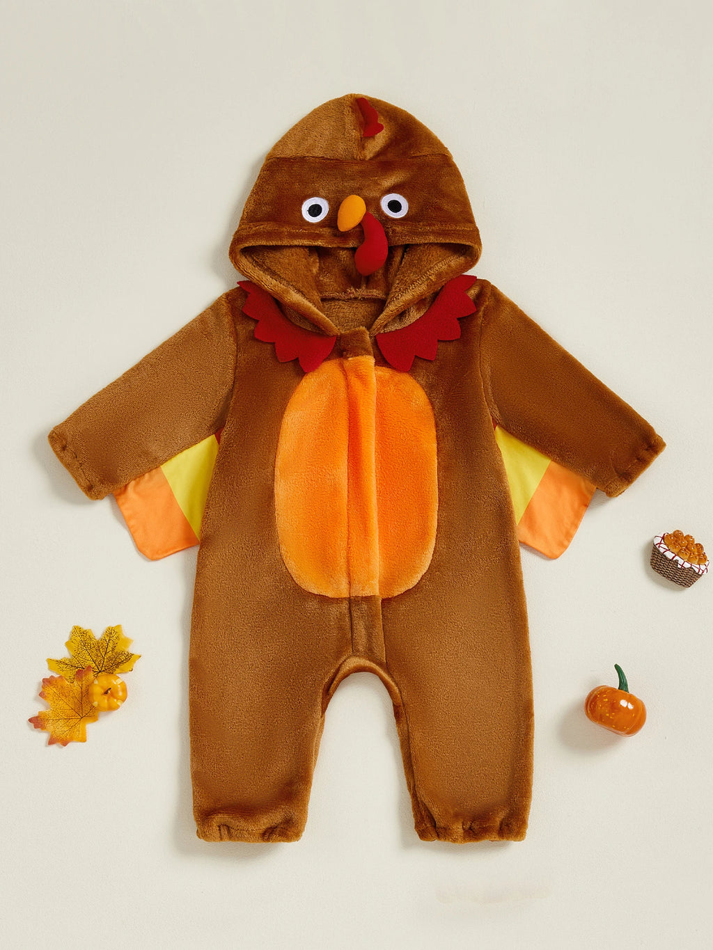 Adorable Infant Turkey Outfit with Soft Hooded  for Baby Boys and Girls - Cute Thanksgiving Costume for Toddlers