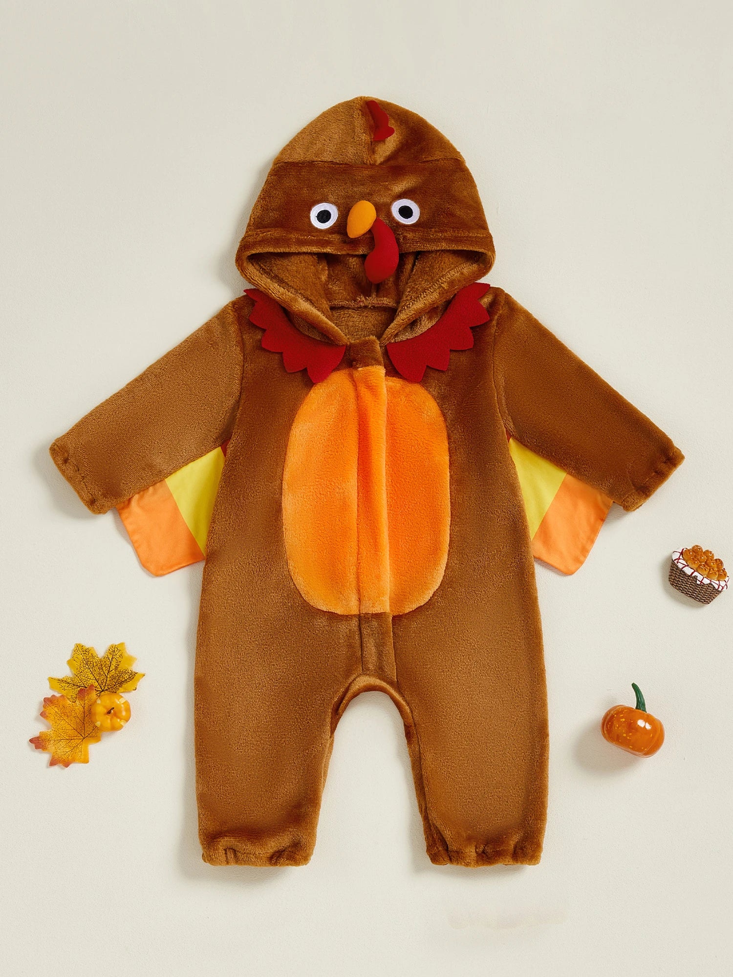 Adorable Infant Turkey Outfit with Soft Hooded  for Baby Boys and Girls - Cute Thanksgiving Costume for Toddlers