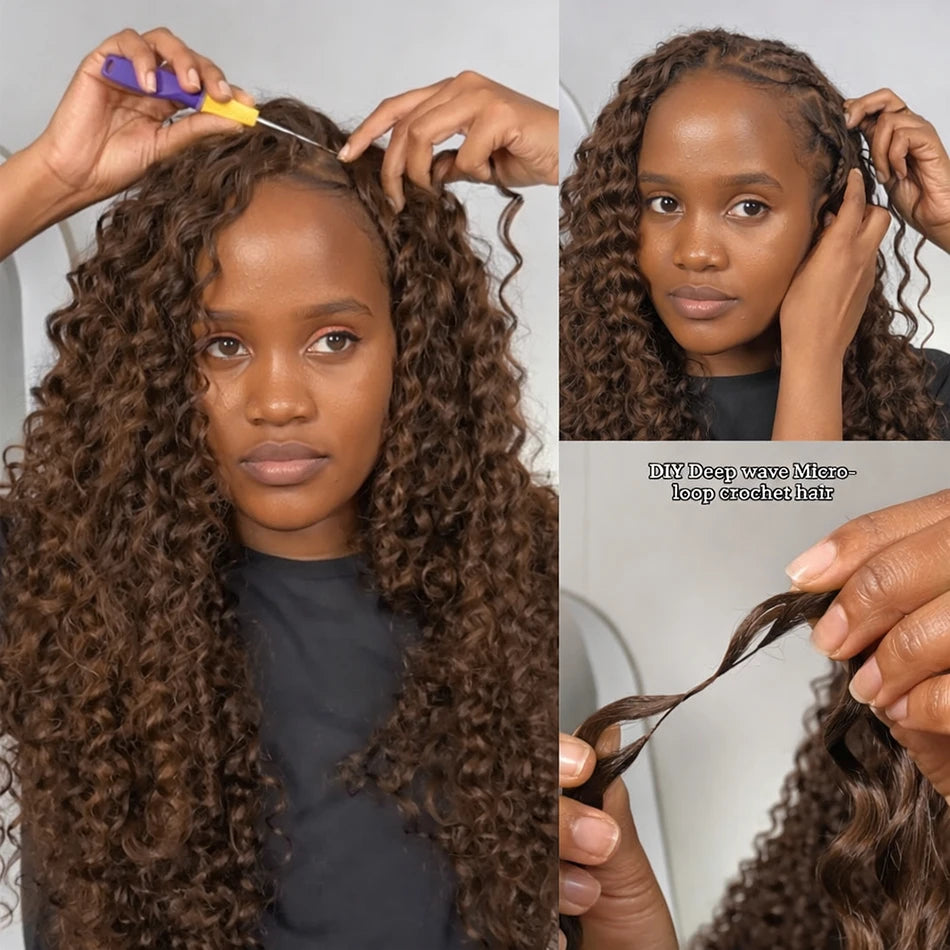 Honey Blonde Kinky Curly Feather Crochet Human Hair Extensions Knotless Pre-Separated Boho Braids Burmese Curly Invisible Knots