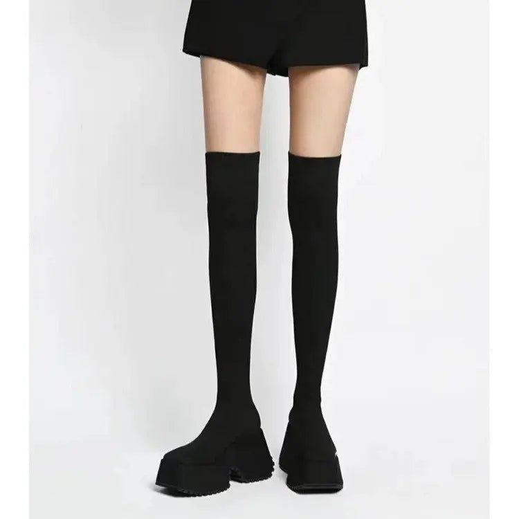 Ankle Super High Heels Chelsea Boots Women Shoes 2024 New Chunky Ladies Shoes Sexy Pumps Platform Goth Motorcycle Black Boots
