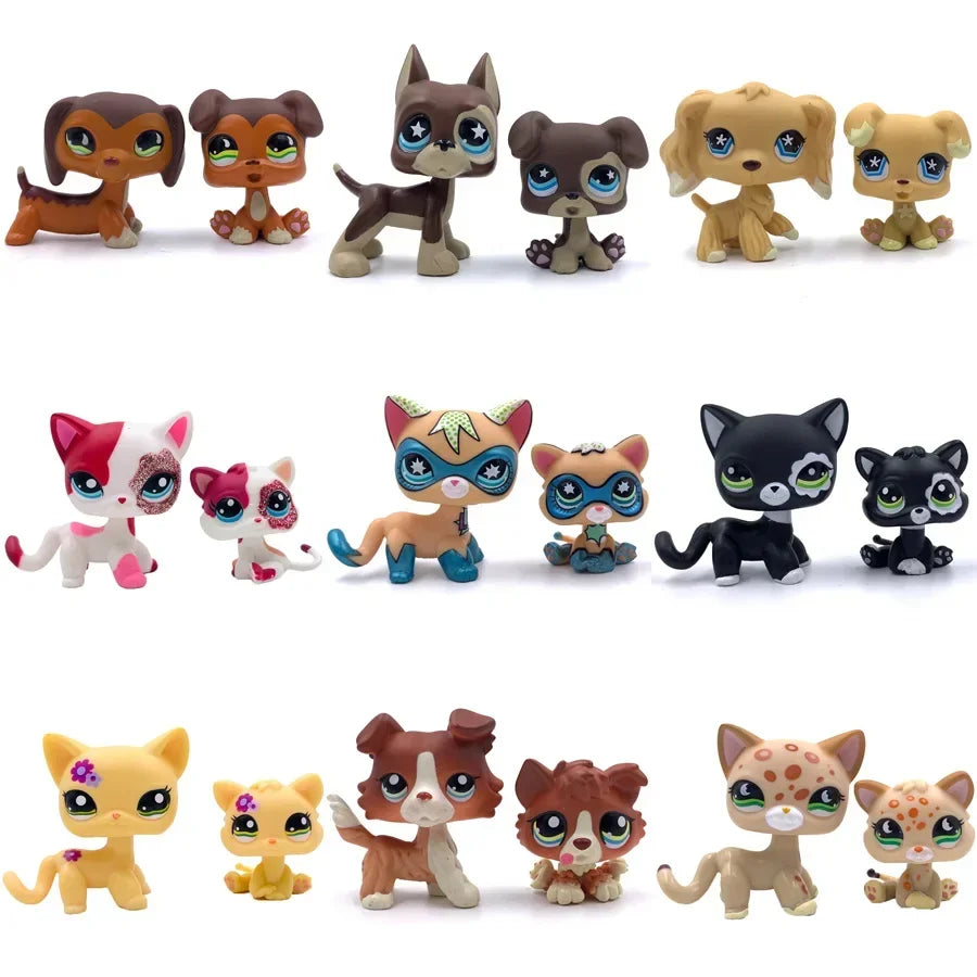Rare Animal littlest pet shop lps toy toy Cute kitten Stands Dog Dachshund Collie Cocker Spaniel Great Dane Old Bobble head toy