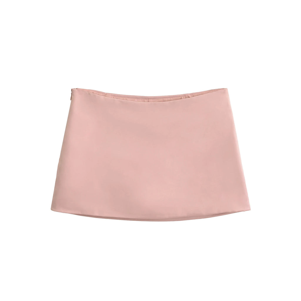 Korean Fashion Black Mini Skirts Summer Clothes Women 2025 Low Rise Skirts Mini Satin Skirt Low Waist Pencil Skirt With Shorts