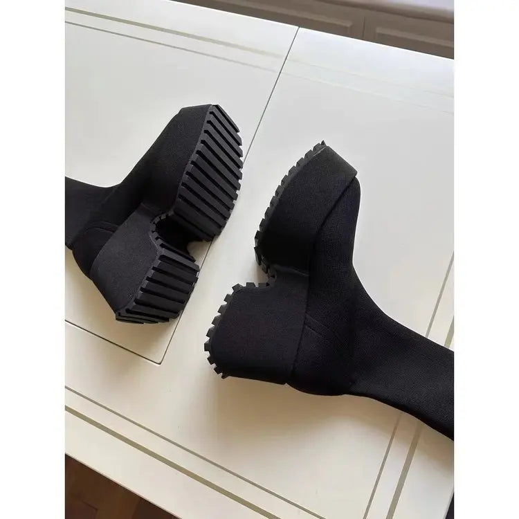 Ankle Super High Heels Chelsea Boots Women Shoes 2024 New Chunky Ladies Shoes Sexy Pumps Platform Goth Motorcycle Black Boots