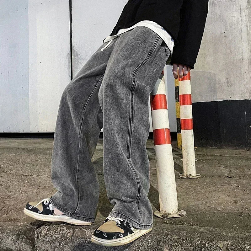 2024 New Streetwear Loose Jeans Men Korean Style Fashion