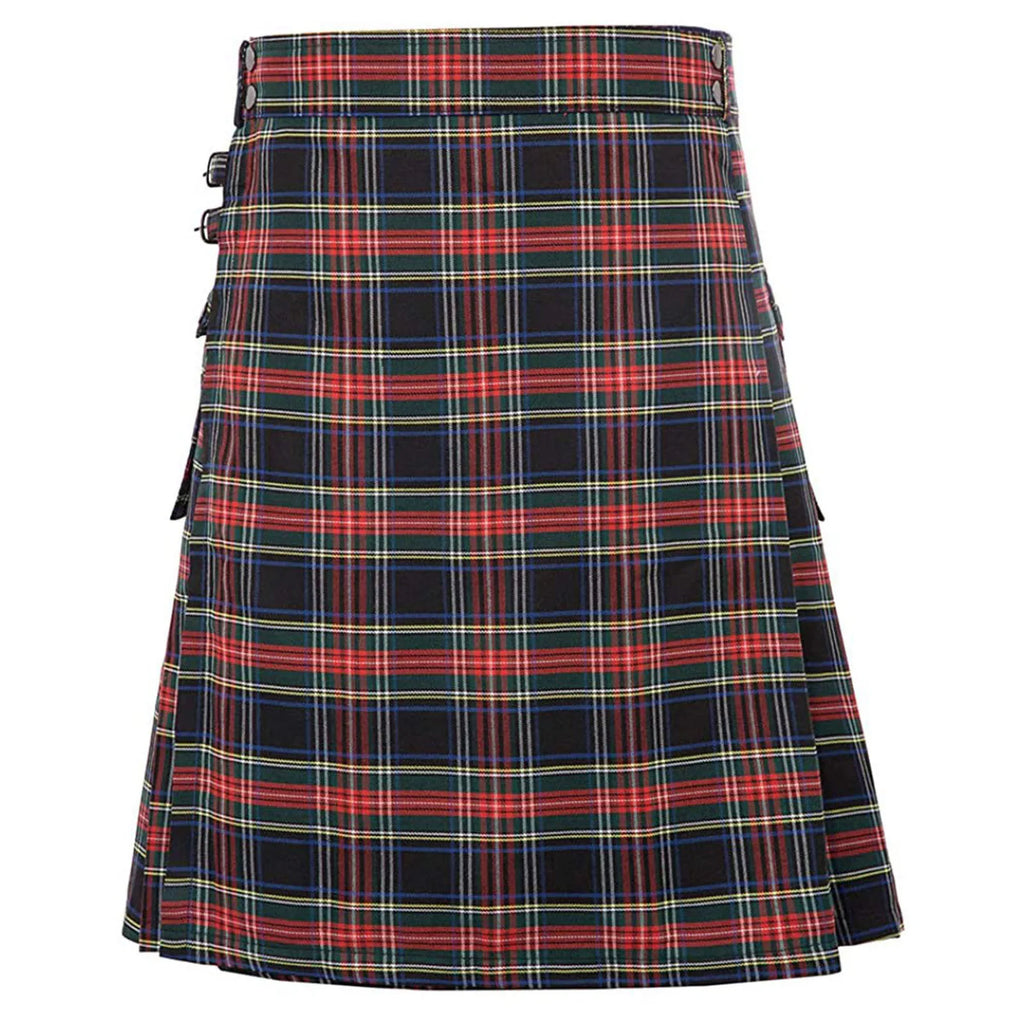 Mens Scottish Plaid Skirts Traditional Highland Tartan Practical Kilt Vintage Pleated Skirt Cosplay Carnival Fancy Party Dress