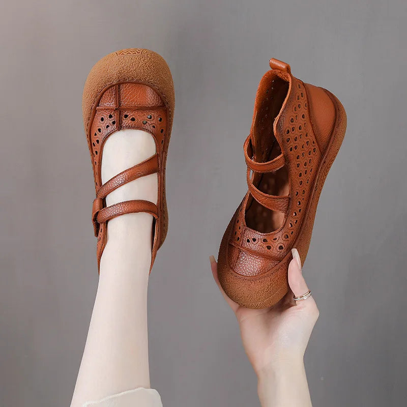 GKTINOO 2026 Summer Retro Handmade Women's Shoes Genuine Leather Soft Bottom Mom Sandals Cowhide Hollow Out Casual Sandal Boots