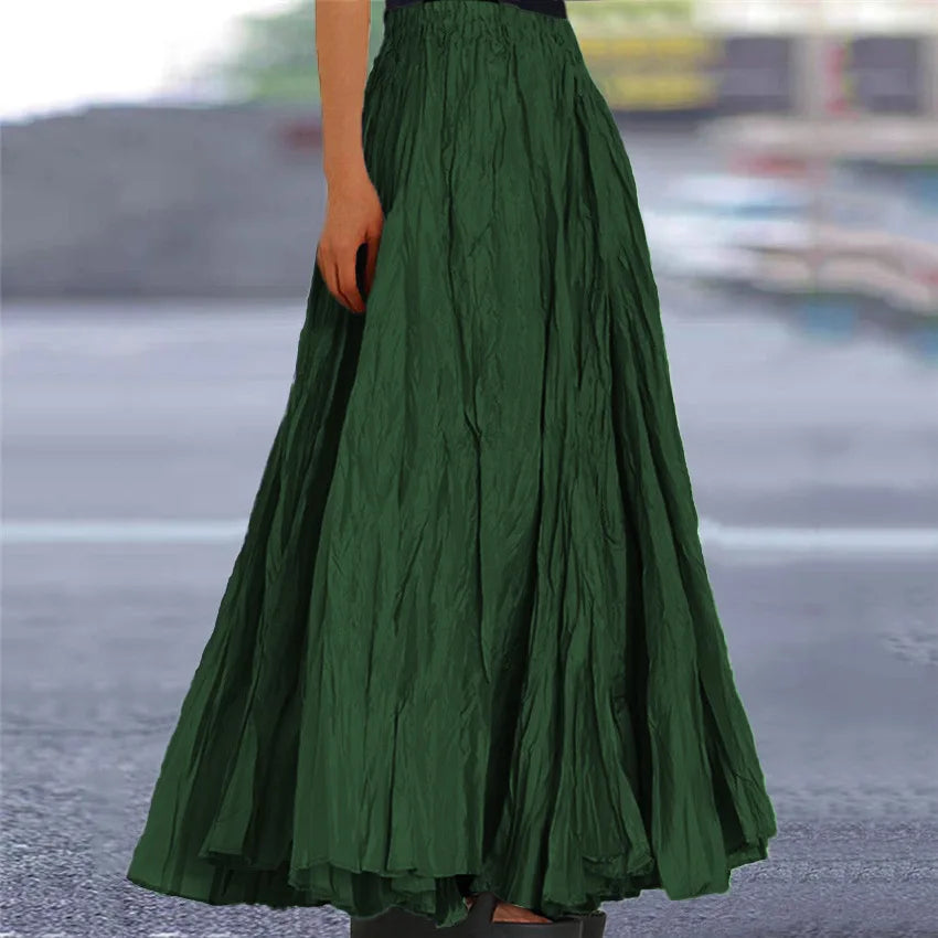 Fashionable Pleated A-line Skirt Spring Summer New Women's Solid Color Half Length Skirt With Elegant Pleats Floor Length Skirt