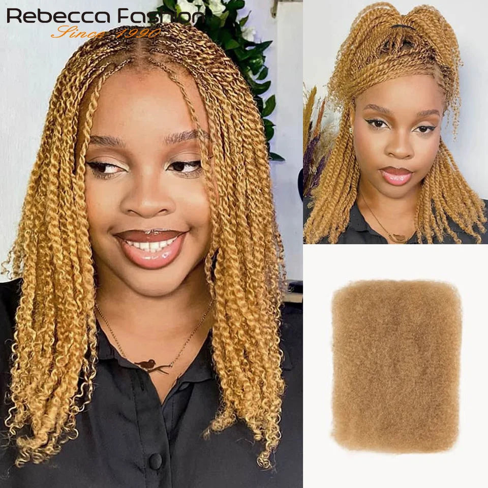 Afro Kinky Bulk Human Hair Extensions QVR US Local Shipping Natural Black/Brown Lightweight For Braiding Styling Everyday Wear