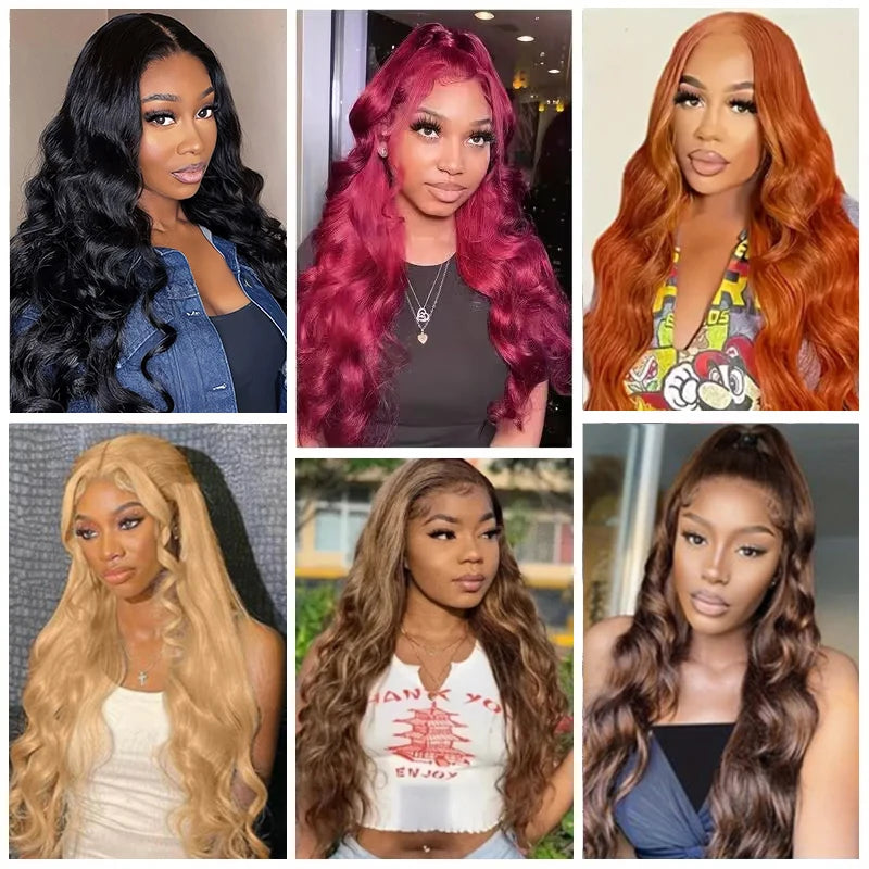 13x6 Body Wave Lace Front Human Hair Wigs Natural Black #4 Brown 13x4 Pre Plucked With Baby Hair For Women 200 Density