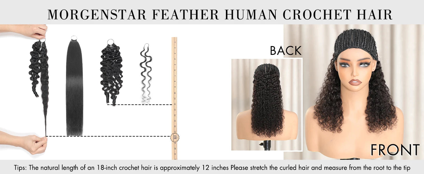 16A Kinky Curly Crochet Human Hair Knotless Pre-Separated Crochet Hair Extensions With String Curly Pre-Looped Feather Hair