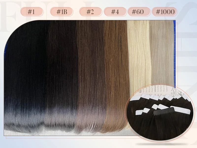 Full Shine Tape In Hair Extensions Human Hair 100% Remy Natural Human Hair Seamless Skin Weft Seamless Color Glue For Women