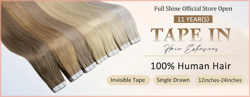 Full Shine Tape In Hair Extensions Human Hair 100% Remy Natural Human Hair Seamless Skin Weft Seamless Color Glue For Women
