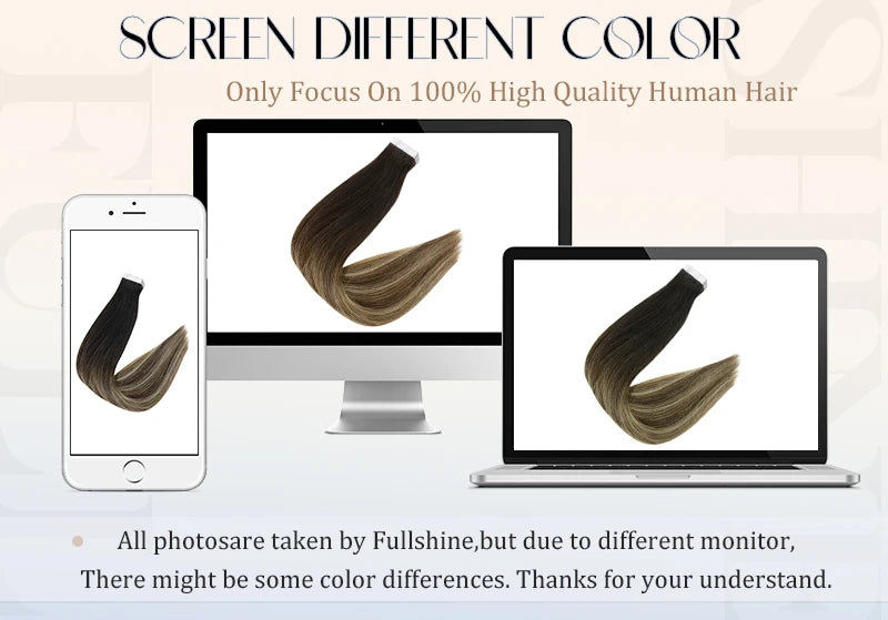 Full Shine Tape In Hair Extensions Human Hair 100% Remy Natural Human Hair Seamless Skin Weft Seamless Color Glue For Women